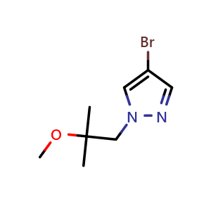 Chemical structure of 4-bromo-1-(2-methoxy-2-methyl-propyl)pyrazole , CAS 1858589-25-9, AChemBlock X214984