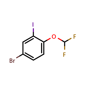Chemical structure of 4-bromo-1-(difluoromethoxy)-2-iodobenzene , CAS 1261679-49-5, AChemBlock X214985