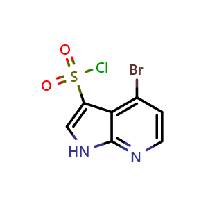 Chemical structure of 4-Bromo-1H-pyrrolo[2,3-b]pyridine-3-sulfonyl chloride , CAS 1210227-31-8, AChemBlock X214988