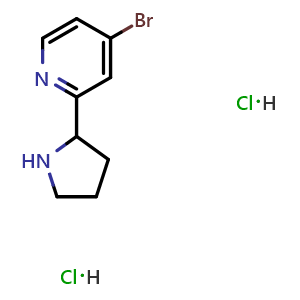 Chemical structure of 4-bromo-2-(pyrrolidin-2-yl)pyridine dihydrochloride , AChemBlock X214992