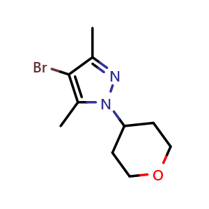 Chemical structure of 4-bromo-3,5-dimethyl-1-(tetrahydro-2h-pyran-4-yl)-1h-pyrazole , CAS 1339665-24-5, AChemBlock X215004