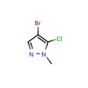 Chemical structure of 4-bromo-5-chloro-1-methyl-pyrazole , CAS 1350323-81-7, AChemBlock X215008