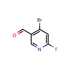 Chemical structure of 4-bromo-6-fluoropyridine-3-carbaldehyde , CAS 1289121-12-5, AChemBlock X215014