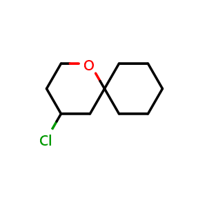 Chemical structure of 4-chloro-1-oxaspiro[5.5]undecane , CAS 53045-59-3, AChemBlock X215031
