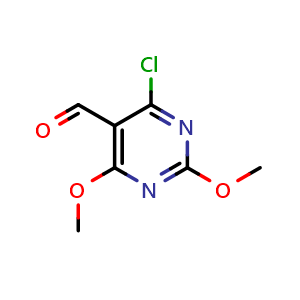 Chemical structure of 4-chloro-2,6-dimethoxypyrimidine-5-carbaldehyde , CAS 134221-52-6, AChemBlock X215038