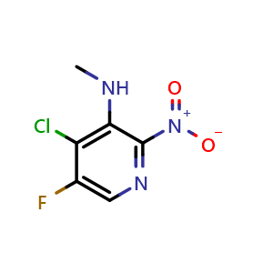 Chemical structure of 4-chloro-5-fluoro-N-methyl-2-nitro-pyridin-3-amine , CAS 2738980-90-8, AChemBlock X215048