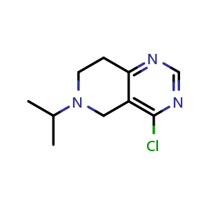 Chemical structure of 4-chloro-6-(propan-2-yl)-5H,6H,7H,8H-pyrido[4,3-d]pyrimidine , CAS 1355195-24-2, AChemBlock X215055