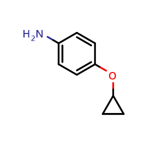 Chemical structure of 4-cyclopropoxyaniline , CAS 1208077-69-3, AChemBlock X215075