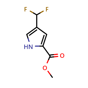 Chemical structure of 4-Difluoromethyl-1H-pyrrole-2-carboxylic acid methyl ester , CAS 2122517-73-9, AChemBlock X215078