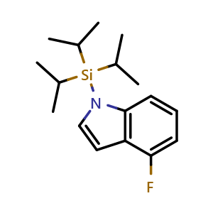 Chemical structure of 4-fluoro-1-[tris(propan-2-yl)silyl]-1H-indole , CAS 908600-85-1, AChemBlock X215085
