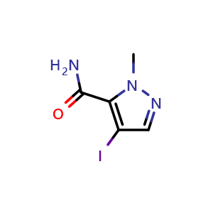 Chemical structure of 4-iodo-1-methyl-1H-pyrazole-5-carboxamide , CAS 292855-29-9, AChemBlock X215105