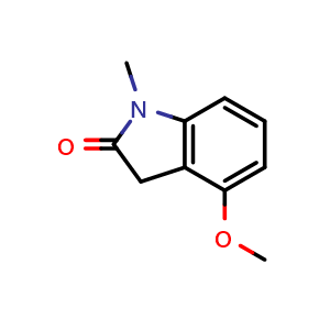 Chemical structure of 4-methoxy-1-methyl-2,3-dihydro-1H-indol-2-one , CAS 7699-21-0, AChemBlock X215113