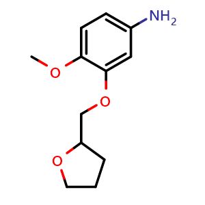 Chemical structure of 4-methoxy-3-(oxolan-2-ylmethoxy)aniline , CAS 954254-06-9, AChemBlock X215122