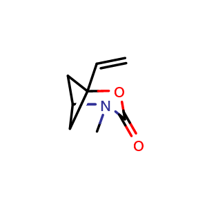 Chemical structure of 4-methyl-1-vinyl-2-oxa-4-azabicyclo[3.1.1]heptan-3-one , CAS 2940943-02-0, AChemBlock X215129