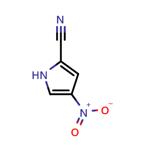 Chemical structure of 4-nitro-1H-Pyrrole-2-carbonitrile , CAS 59027-78-0, AChemBlock X215148