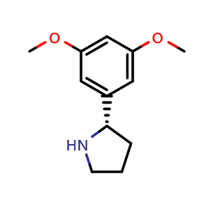 Chemical structure of 5-((2s)pyrrolidin-2-yl)-1,3-dimethoxybenzene , CAS 1241678-40-9, AChemBlock X215169