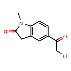 Chemical structure of 5-(2-chloroacetyl)-1-methyl-2,3-dihydro-1H-indol-2-one , CAS 118306-97-1, AChemBlock X215173