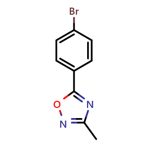 Chemical structure of 5-(4-bromophenyl)-3-methyl-1,2,4-oxadiazole , CAS 71566-07-9, AChemBlock X215182