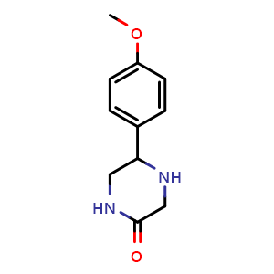 Chemical structure of 5-(4-methoxyphenyl)piperazin-2-one , CAS 1515370-59-8, AChemBlock X215185