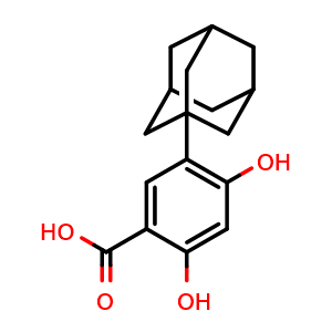 Chemical structure of 5-(Adamantan-1-yl)-2,4-dihydroxybenzoic acid , CAS 51049-71-9, AChemBlock X215187