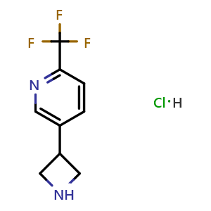 Chemical structure of 5-(azetidin-3-yl)-2-(trifluoromethyl)pyridine hydrochloride , CAS 2744152-33-6, AChemBlock X215188