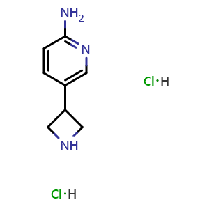 Chemical structure of 5-(azetidin-3-yl)pyridin-2-amine dihydrochloride , CAS 2818179-91-6, AChemBlock X215190