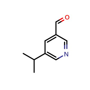 Chemical structure of 5-(propan-2-yl)pyridine-3-carbaldehyde , CAS 1211524-73-0, AChemBlock X215204