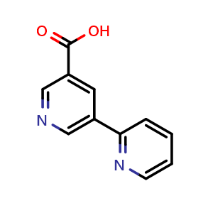 Chemical structure of 5-(pyridin-2-yl)pyridine-3-carboxylic acid , CAS 35989-05-0, AChemBlock X215206