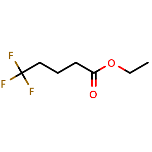 Chemical structure of 5,5,5-Trifluoro-pentanoic acid ethyl ester , CAS 217186-74-8, AChemBlock X215215