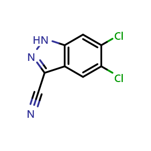 Chemical structure of 5,6-dichloro-1H-indazole-3-carbonitrile , CAS 885278-39-7, AChemBlock X215225