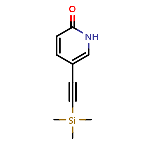Chemical structure of 5-[2-(trimethylsilyl)ethynyl]-2(1H)-Pyridinone , CAS 1064706-78-0, AChemBlock X215250