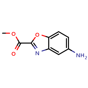 Chemical structure of 5-amino-benzooxazole-2-carboxylic acid methyl ester , CAS 1035093-77-6, AChemBlock X215263