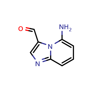 Chemical structure of 5-aminoimidazo[1,2-a]pyridine-3-carbaldehyde , CAS 35220-26-9, AChemBlock X215264