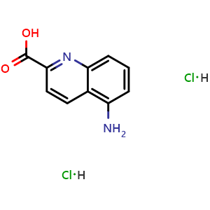 Chemical structure of 5-aminoquinoline-2-carboxylic acid;dihydrochloride , CAS 2940945-85-5, AChemBlock X215269