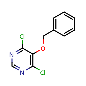 Chemical structure of 5-benzyloxy-4,6-dichloro-pyrimidine , CAS 1206181-50-1, AChemBlock X215273