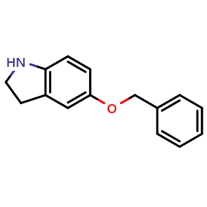 Chemical structure of 5-benzyloxyindoline , CAS 92818-36-5, AChemBlock X215274