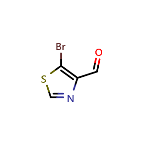 Chemical structure of 5-Bromo-1,3-thiazole-4-carbaldehyde , CAS 934346-19-7, AChemBlock X215282