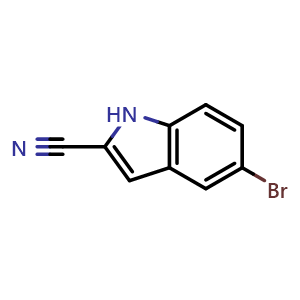 Chemical structure of 5-bromo-1H-indole-2-carbonitrile , CAS 902772-13-8, AChemBlock X215284