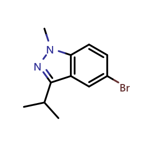 Chemical structure of 5-bromo-1-methyl-3-(propan-2-yl)-1H-indazole , CAS 1781342-16-2, AChemBlock X215286