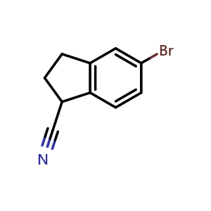 Chemical structure of 5-bromo-2,3-dihydro-1H-indene-1-carbonitrile , CAS 1188174-30-2, AChemBlock X215294