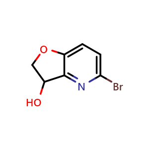 Chemical structure of 5-bromo-2,3-dihydrofuro[3,2-b]pyridin-3-ol , CAS 2376147-47-4, AChemBlock X215295