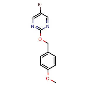 Chemical structure of 5-bromo-2-[(4-methoxyphenyl)methoxy]pyrimidine , CAS 1159000-88-0, AChemBlock X215298