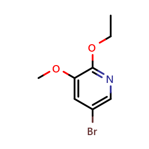 Chemical structure of 5-bromo-2-ethoxy-3-methoxypyridine , CAS 1241752-31-7, AChemBlock X215303