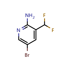 Chemical structure of 5-bromo-3-(difluoromethyl)pyridin-2-amine , CAS 1335050-39-9, AChemBlock X215317