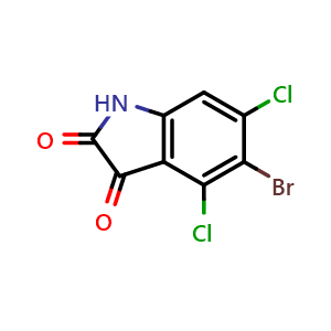 Chemical structure of 5-bromo-4,6-dichloro-indoline-2,3-dione , CAS 1176058-73-3, AChemBlock X215326