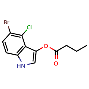 Chemical structure of 5-bromo-4-chloro-1H-indol-3-yl butanoate , CAS 129541-43-1, AChemBlock X215327