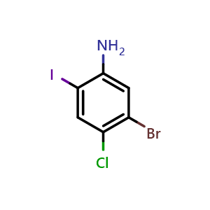 Chemical structure of 5-bromo-4-chloro-2-iodo-aniline , CAS 1263376-97-1, AChemBlock X215328