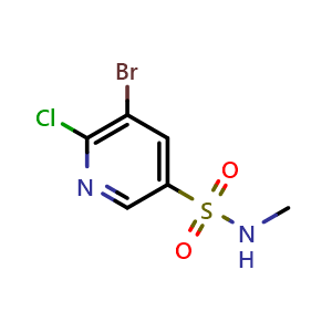 Chemical structure of 5-bromo-6-chloro-N-methylpyridine-3-sulfonamide , CAS 622814-92-0, AChemBlock X215339