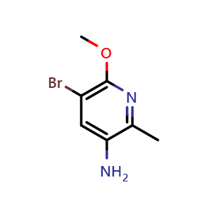 Chemical structure of 5-bromo-6-methoxy-2-methyl-pyridin-3-amine , CAS 1351813-59-6, AChemBlock X215340