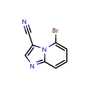 Chemical structure of 5-bromoimidazo[1,2-a]pyridine-3-carbonitrile , CAS 2091411-47-9, AChemBlock X215354